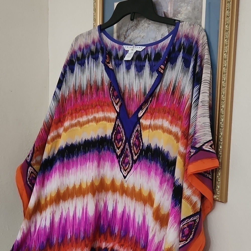 Trina Turk Theodore Dress 100%Silk Size XS Small Elegant Glam Coastal Bohemian - Picture 2 of 12